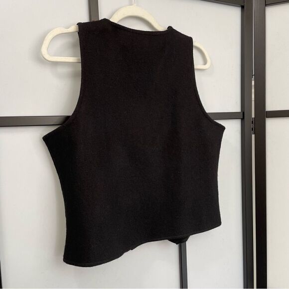 [m] Vintage Razzle Dazzle Black w/ Colourful Embroidery Wool Button-Down Vest - Picture 7 of 11